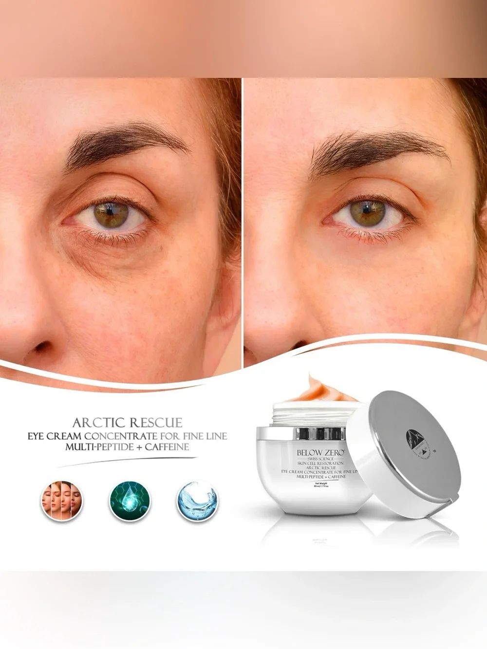 Below Zero Arctic Rescue Eye Firming Cream W/Multi-Peptide & Caffeine